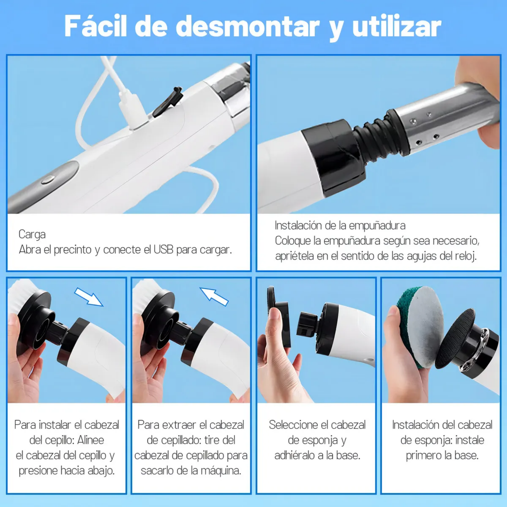 Cepillo Electrico Limpieza 9 en 1